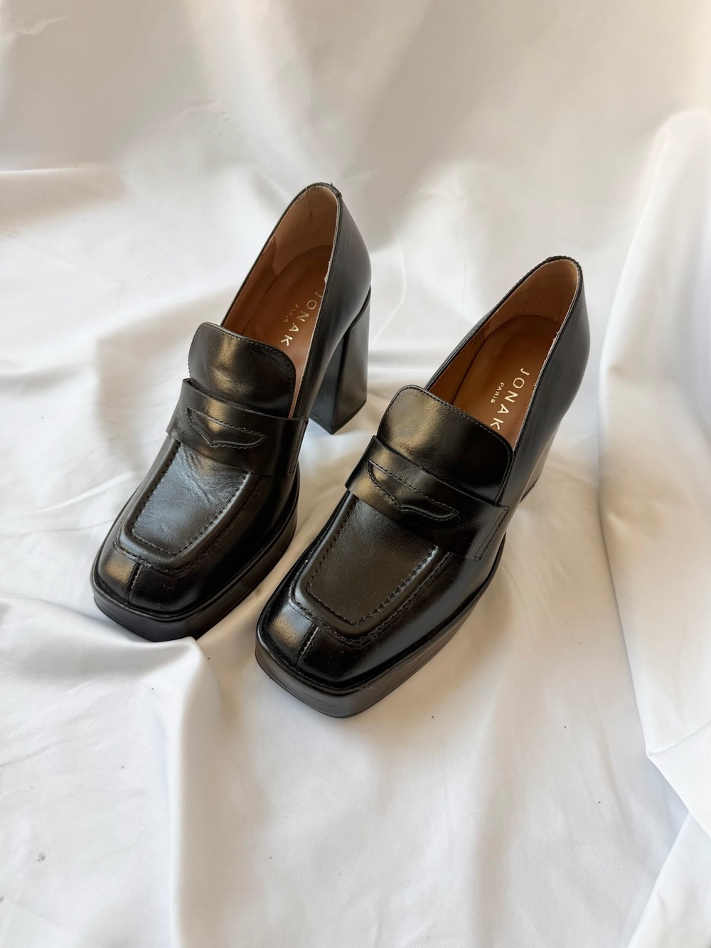 Jonak Paris Black Heeled Loafers - Picture 2 of 6